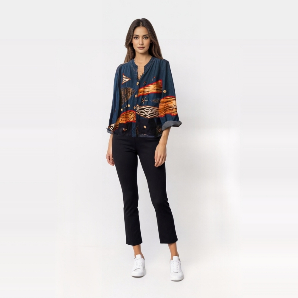 Funky patched denim jacket